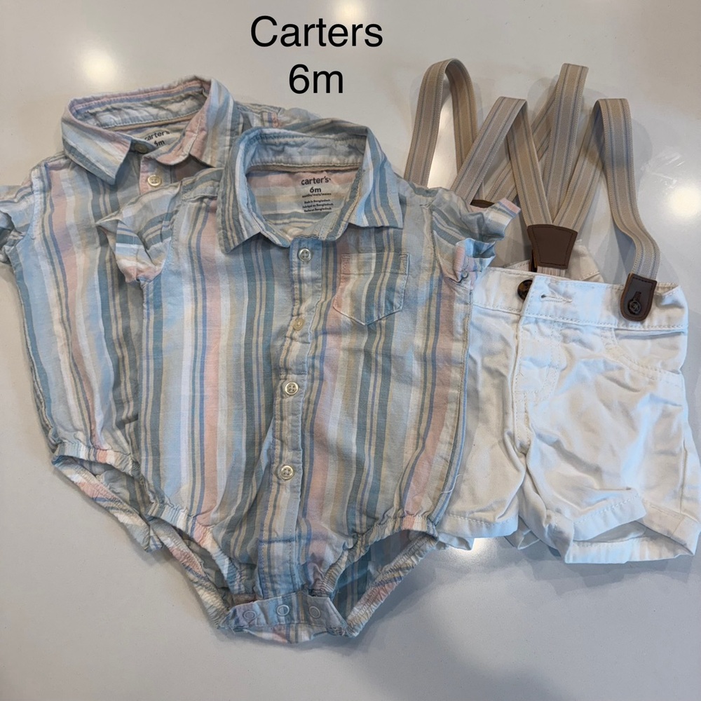 Carter's Striped Bodysuit and White Shorts Set